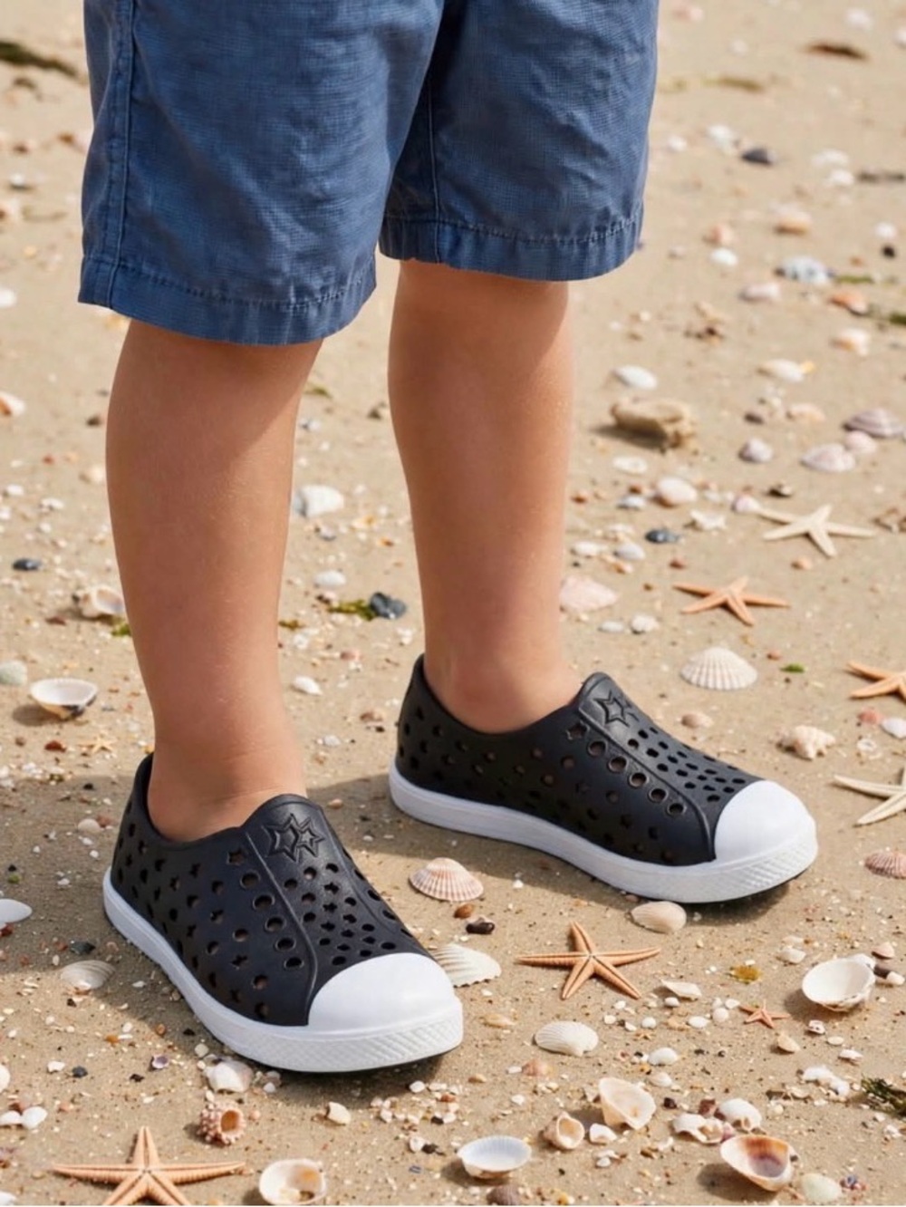 WONDER NATION Starry Beach Slip-on Black Water Sneaker Unisex Boy 11/12 NWT